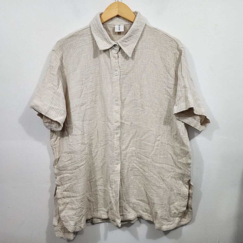 BAHHGOOSE The Cha Button Up Shirt Ivory Natural Cotton Gauze Oversized XS S M